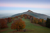 View to Hohenzollern castle, near Hechingen, Swabian Alb, Baden-Wuerttemberg, Germany