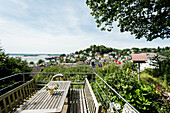 view to the Elbe river with stair-district of Blankenese, Hamburg, north Germany, Germany