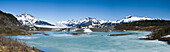 Panorama of Sheridan Glacier in the Chugach Mountains of the Copper River Delta of Southcentral Alaska, Spring