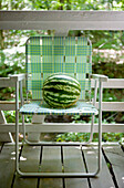 Watermelon on Lawn Chair on Porch
