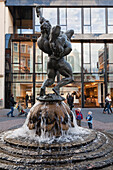 Fountain sculpture of two wrestlers from sculptor Juergen Weber, inspired by the fight between Chris Taylor and Winfried Dietrich, Brunswick, Lower Saxony, Germany