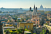 View towards Monument of Vittorio Emanuele II and St Peter´s basilica, Pincio, UNESCO World Heritage Site Rome, Rome, Latium, Lazio, Italy