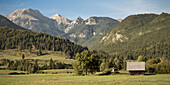 Alpenpanorama am See von Bohinj, Triglav Nationalpark, Julische Alpen, Gorenjska, Slowenien