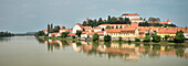 Panoramic view at medieval Ptuj with Drava River, Stajerska, Slovenia