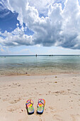 Flipflops on the beach, Beach impression at Bahia Honda State Park, Florida Keys, USA