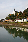 Ottensheim and Ottensheim Castle, as seen from the Danube River, Upper Austria, Austria