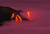 Hawaii, Big Island, Kilauea Volcano, lava flows into ocean