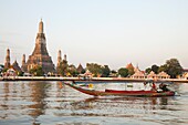 Thailand,Bangkok,Wat Arun aka Temple of Dawn and Chao Phraya River