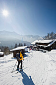 Skifahrer am Eckbauer, Garmisch-Partenkirchen, Bayern, Deutschland