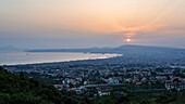 Naples at sunset, Gulf of Naples, Campania, Italy, Europe