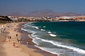 Übersicht, Menschen am Strand, Costa Calma, Fuerteventura, Kanarische Inseln, Spanien, Europa