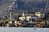 Island of San Giulio, Lago d`Orta, Piedmont, Italy