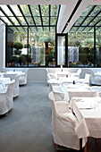 Restaurant La Table du 8 at Hotel La Maison Champs-Elysees, designed by Martin Margiela, Paris, France