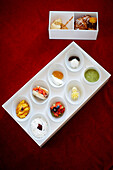 Breakfast served in conventionalized shoebox, Hotel Maison Moschino, Via Monte Grappa 12, Milan, Italy