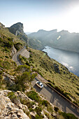 Coastal highway MA-2210 to Cap de Formentor, Cala Figuera bay on the right, Formentor Peninsula, north coast, Mallorca, Balearic Islands, Spain