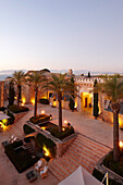 Courtyard with restaurant La Fortaleza Las Jaimas, Hotel Cap Rocat, Ctra. d'enderrocat, s/n, 07609 Cala Blava, Mallorca, Balearic Islands, Spain