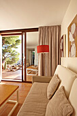 Living room in one of the Villas Deluxe, Punta Negra H10 Hotel, near Portals Nous, west of Palma, Mallorca, Balearic Islands, Spain