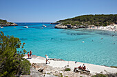 Boardwalk to S' Amarador beach, Cala Mondrago, Parque Natural de Mondrago, Mallorca, Balearic Islands, Spain