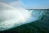 RAINBOW AT EDGE OF HORSESHOE FALLS NIAGARA WATERFALLS FROM TABLE ROCK ONTARIO CANADA