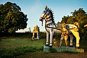 Statues on the outskirts of Pondicherry, Tamil Nadu, India.