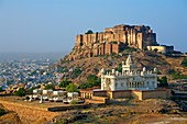 Jaswant Thada Memorial and Meherangarh fort in Jodhpur  Rajasthan  India.