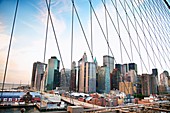 Brooklyn bridge & downtown skyline, Manhattan, New York City  USA.