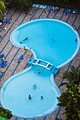 Cuba, Havana, Hotel Sevilla, elevated view of swimming pool
