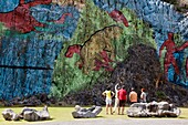 Cuba, Pinar del Rio Province, Vinales, Vinales Valley, Mural de Prehistoria, rock mural
