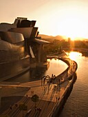 GUGGENHEIM MUSEUM OF MODERN ART NERVION RIVER BILBAO BASQUE COUNTRY SPAIN