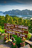Tourists in a viewpoint  Phi Phi Don island  Krabi province, Andaman Sea, Thailand
