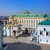 Cathedral square, view from Ivan the Great bell tower, Moscow Kremlin, Moscow, Russia