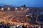 The Arena during the opera performance, Verona, Italy