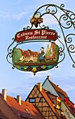 Restaurant sign at Little Venice, Colmar, Alsace, France