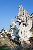 Naga multi-headed serpent statues, Wat Chedi Luang, Chiang Mai, Thailand