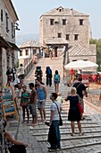 People on the Old Bridge, Mostar, Bosnia and Herzegovina