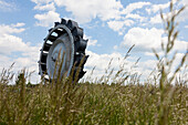 Schaufelrad eines Schaufelradbaggers SRs 6300, Schladitzer See, Gerbisdorf, Sachsen, Deutschland