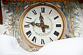 Close up of a large cuckoo clock, Hofgut Sternen, Ravenna Gorge, near Freiburg im Breisgau, Black Forest, Baden-Wuerttemberg, Germany