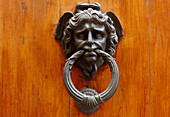 Door knocker on the outside of a door, Siena, UNESCO World Heritage Site, Tuscany, Italy, Europe