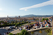 Aussichtspunkt Piazzale Michelangelo, Platz, Treppe, Florenz, UNESCO Weltkulturerbe, Firenze, Florenz, Toskana, Italien, Europa