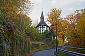 Heisterkapelle, eine der ältesten Fachwerkkapellen, Wissen, Westerwald, Rheinland-Pfalz, Deutschland, Europa