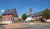 Fachwerkhaus in Elz, Café, Westerwald, Hessen, Deutschland, Europa