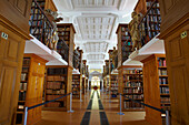 Bibliothek in Abtei Marienstatt (13. Jh.), Nistertal, Streithausen, Westerwald, Rheinland-Pfalz, Deutschland, Europa