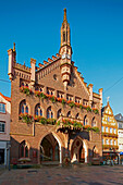 Neugotisches Rathaus am Großen markt, Altstadt von Montabaur, Westerwald, Rheinland-Pfalz, Deutschland, Europa