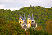 Arnstein abbey above the river Lahn near Nassau, Westerwald, Rhineland-Palatinate, Germany, Europe