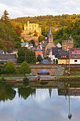 Balduinstein mit Burg Balduinstein, Lahn, Westerwald, Rheinland-Pfalz, Deutschland, Europa