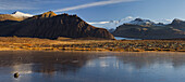 Frozen pond near Freysnes, Svinafellsjokull, Oraefajokull, East Iceland, Iceland