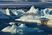 Icebergs in the glacial lake, Jokulsarlon, East Iceland, Iceland