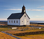 Small church on the coast, Strandarkirkja, South Iceland, Iceland
