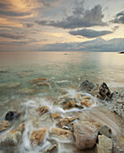 Rocks at the Spiaggia Sansone in the evening , Elba, Tuscany, Italy