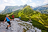Hikers in the area of Hochschwab, Aflenz, Styria, Austria